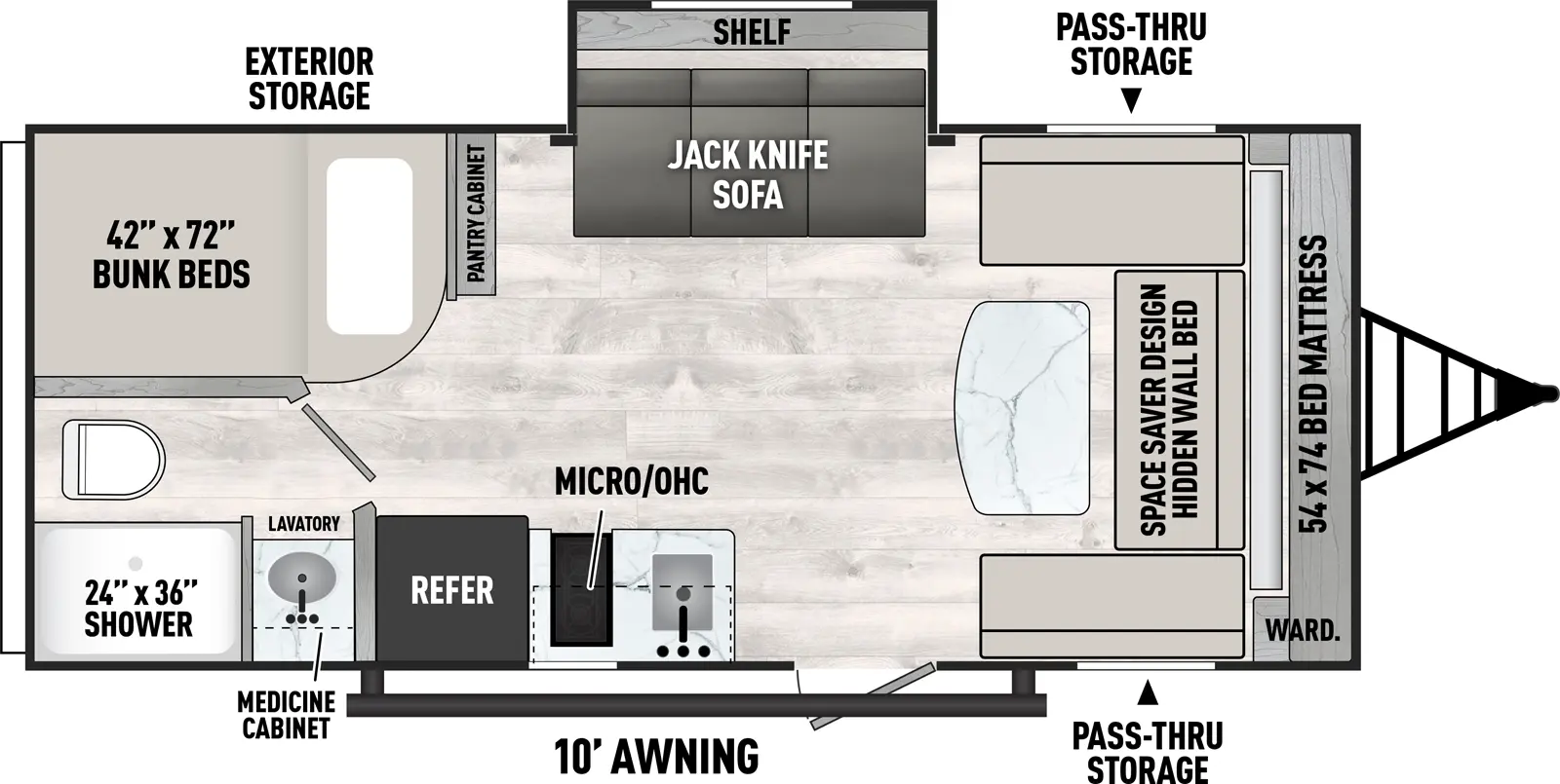 Viking Travel Trailers 18DBS Floorplan